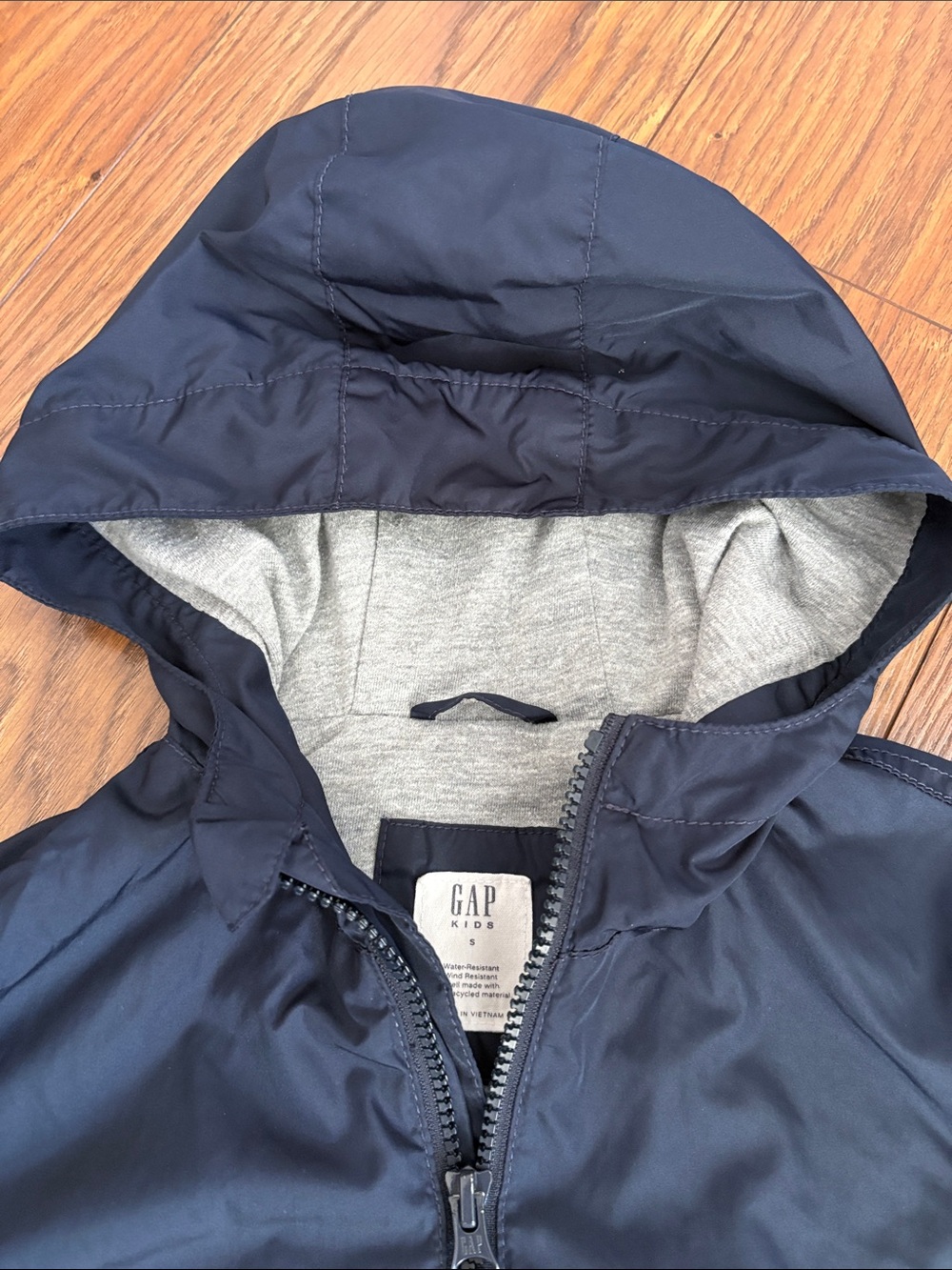 Boys GAP Navy Hooded Windbreaker Jacket - Picture 3 of 9